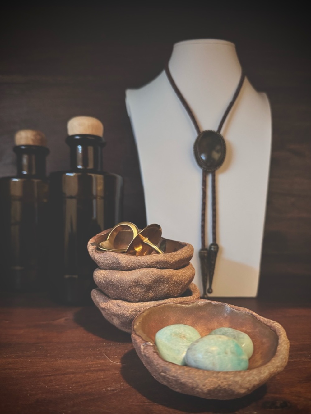 Set of 4 Handmade Ceramic Trinket Bowls | Rustic Wabi Sabi Pottery